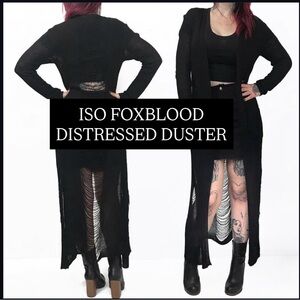 ISO FOXBLOOD Black Distressed Duster Cardigan SIZE M-L